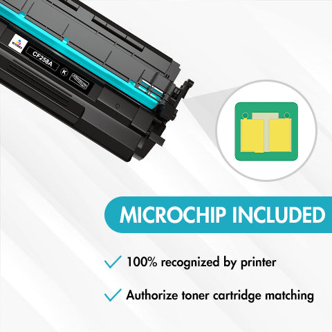 Compatible HP CF258A 58A Toner Cartridges 4-Pack (With Smart Chip) | Displays Toner Levels