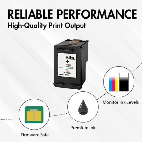 N9J92AN - Replacement HP 64XL Black Ink Cartridge - With Chip - High Yield - Firmware Safe