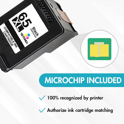 Replacement HP 65XL Ink Combo Pack of 2 - With Chip - High Yield (1 Black & 1 Tri-Color) - Firmware Safe
