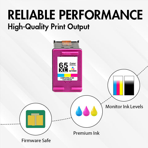 N9K03AN - Replacement HP 65XL Color Ink Cartridge - With Chip - High Yield - Firmware Safe