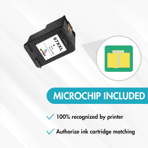 Firmware-Safe HP 67XXL Black Ink Cartridge Replacement - With Chip - Ultra High Yield