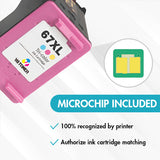 Replacement HP 67XL Color Ink Cartridge - With Chip - High Yield - 3YM58AN - Firmware Safe