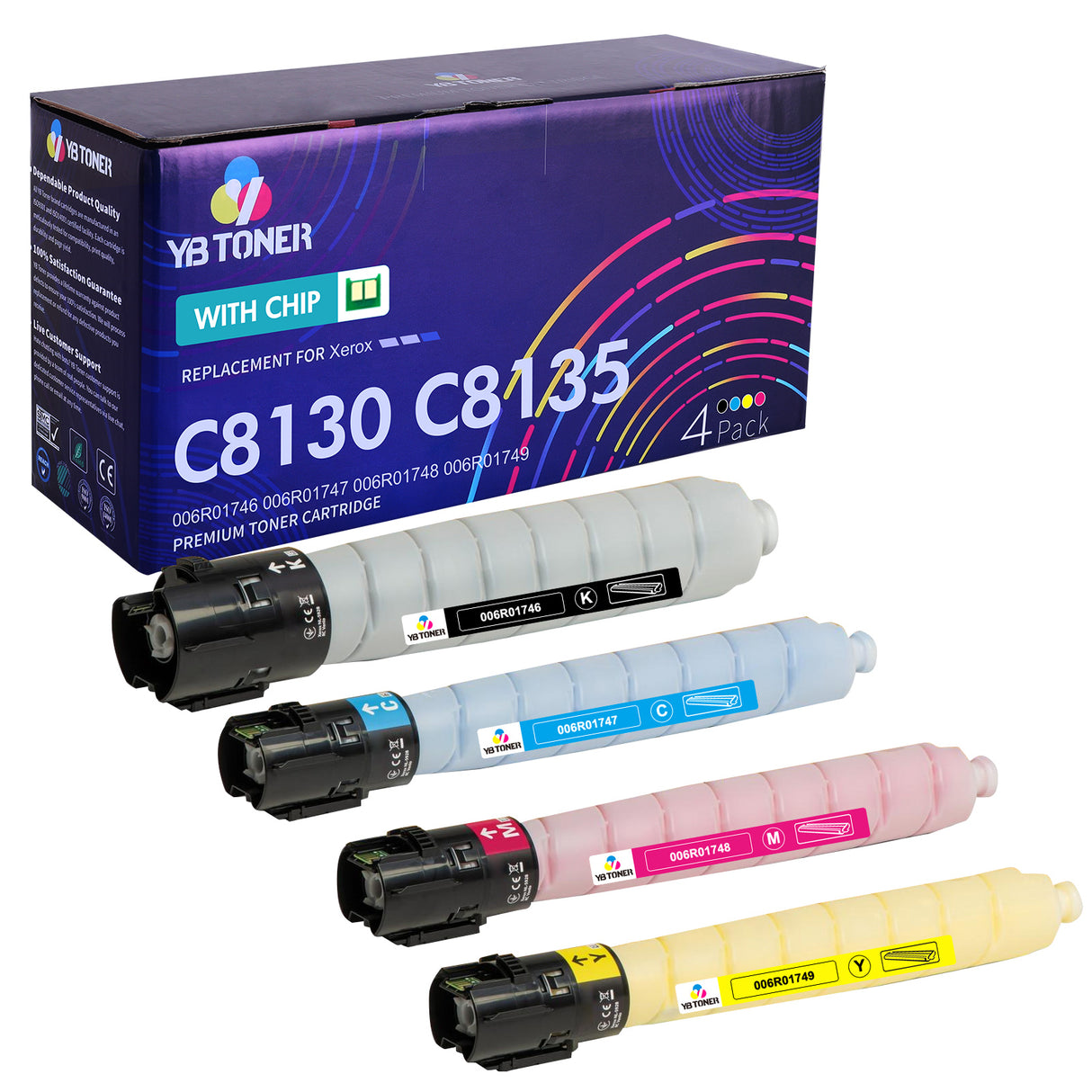 Compatible Xerox C8130 C8135 Toner Cartridge Set - 006R01746 006R01747 006R01748 006R01749